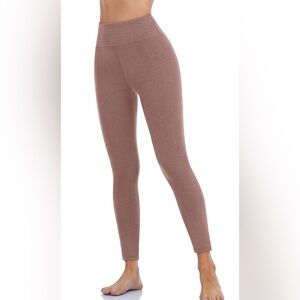 Women’s Leggings High Waisted Yoga Pants Fleece Lined Thermal Nude Brown Med